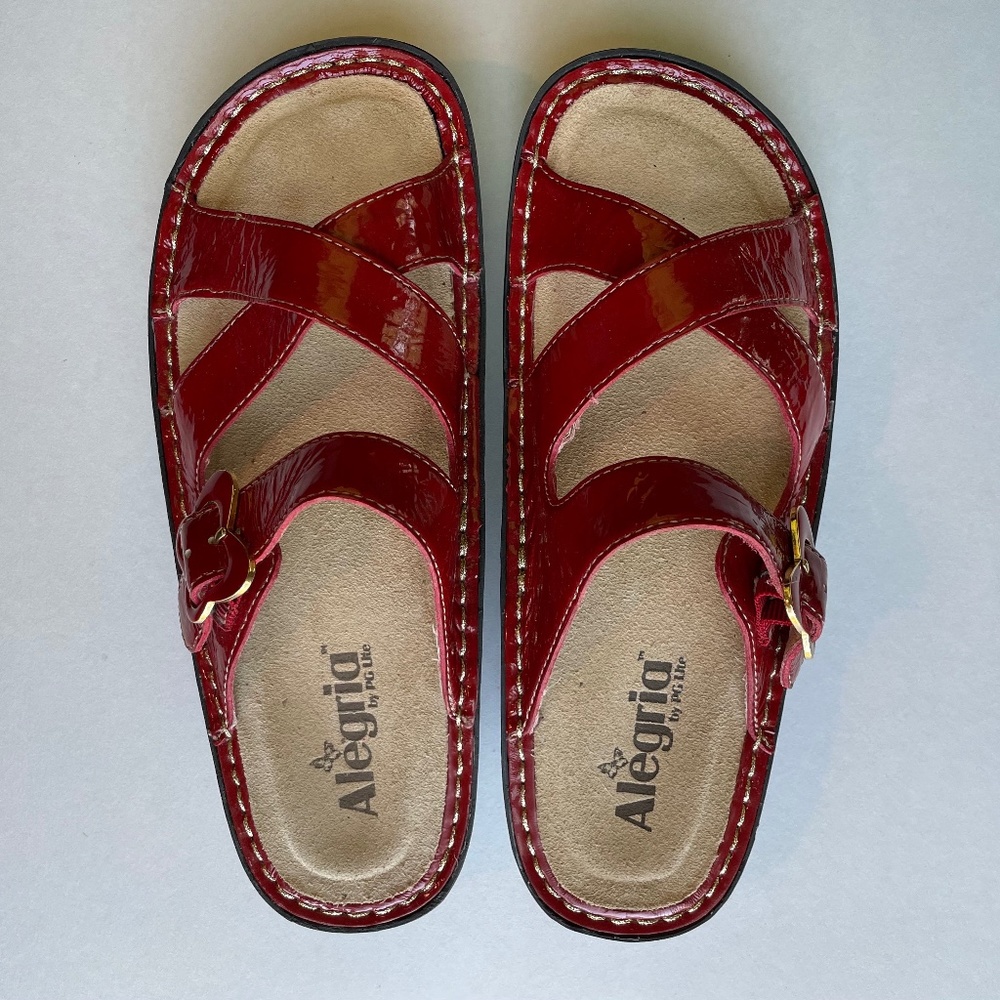 Alegria Sandals Shoes Red Patent